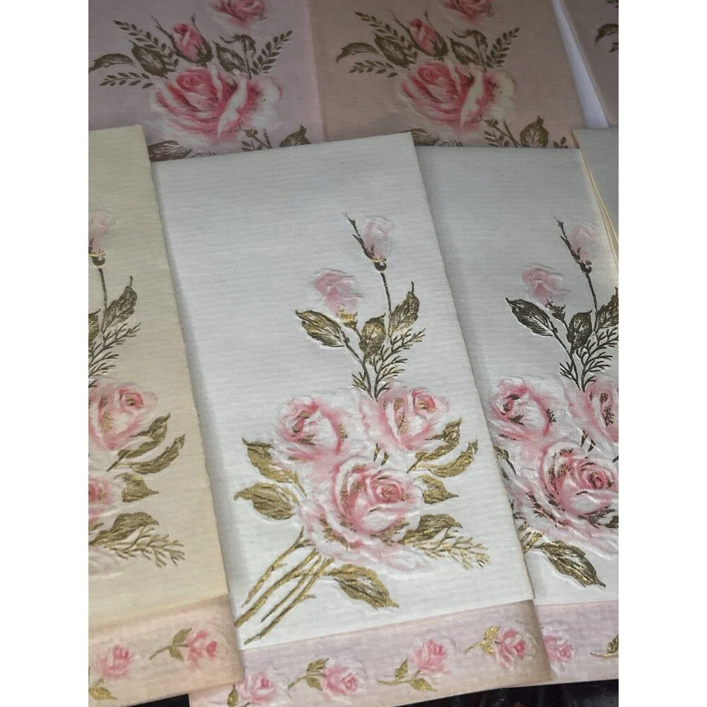 Vtg 1950s Rose Parchment Notes 5902 Art Linkletter Favorite Partial Set 11C 16E